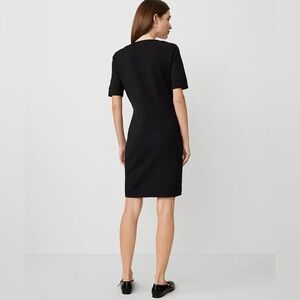 Ann Taylor Short Sleeve Seam Front Sheath Dress Black Size 10